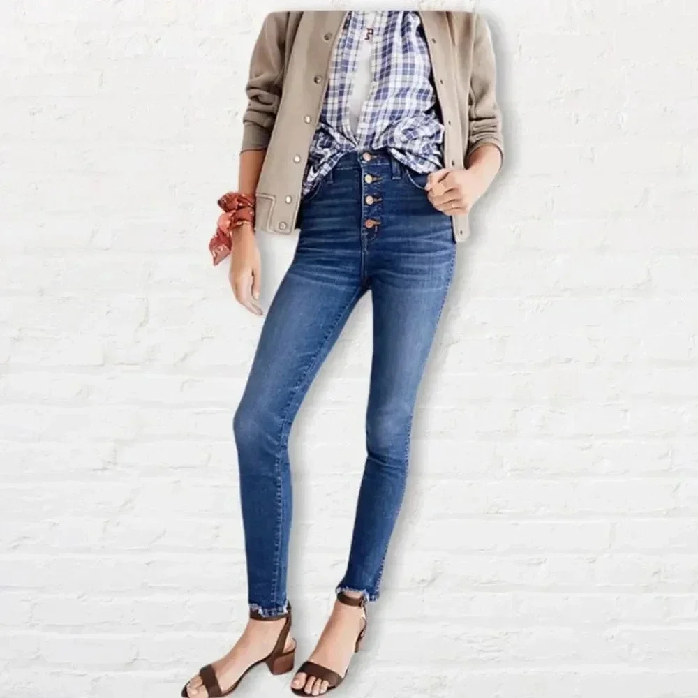 ♥️ Madewell ♥️| 10" High Rise Skinny Button Fly Drop Hem Jean's Sz 25 - Picture 6 of 9